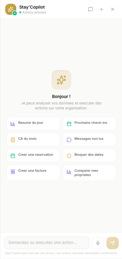 Stay Copilot, l'assistant IA qui pilote votre PMS en langage naturel.