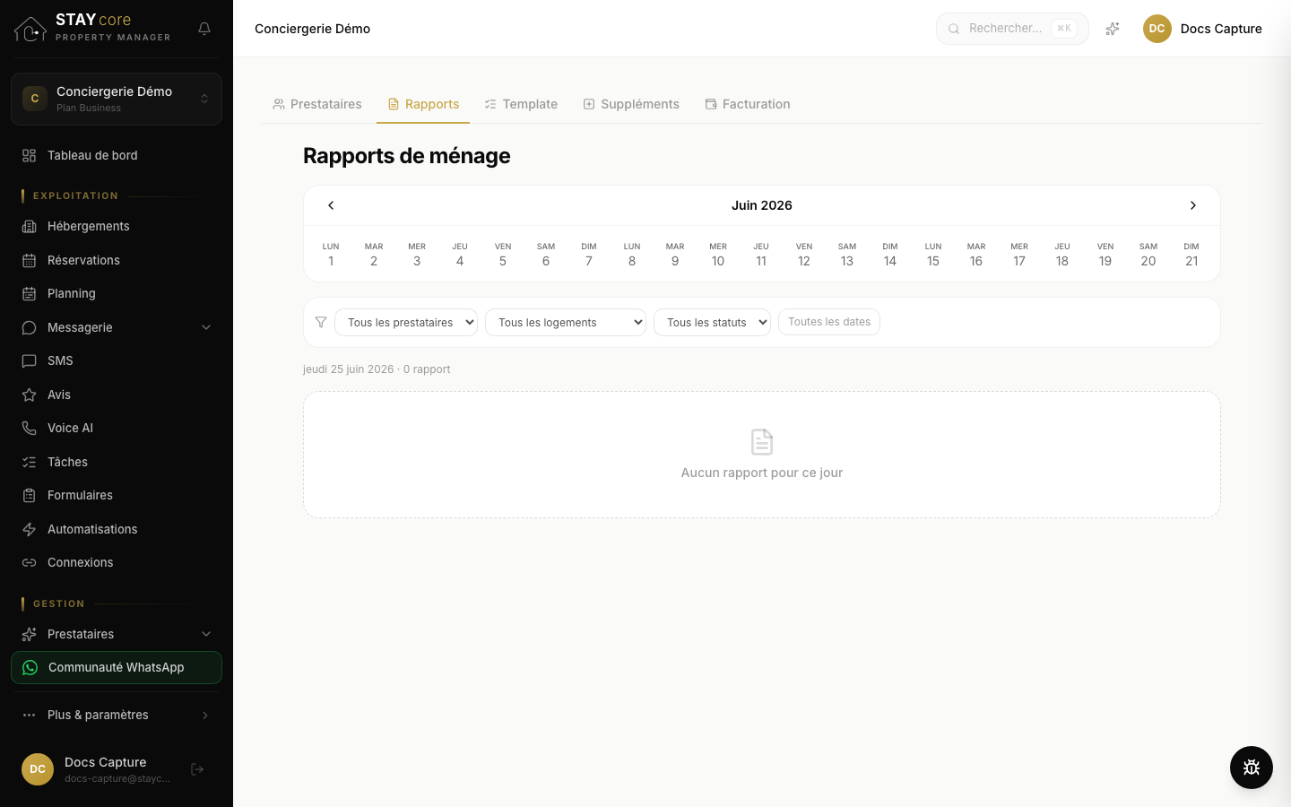 Aperçu de l'écran Stay'Core