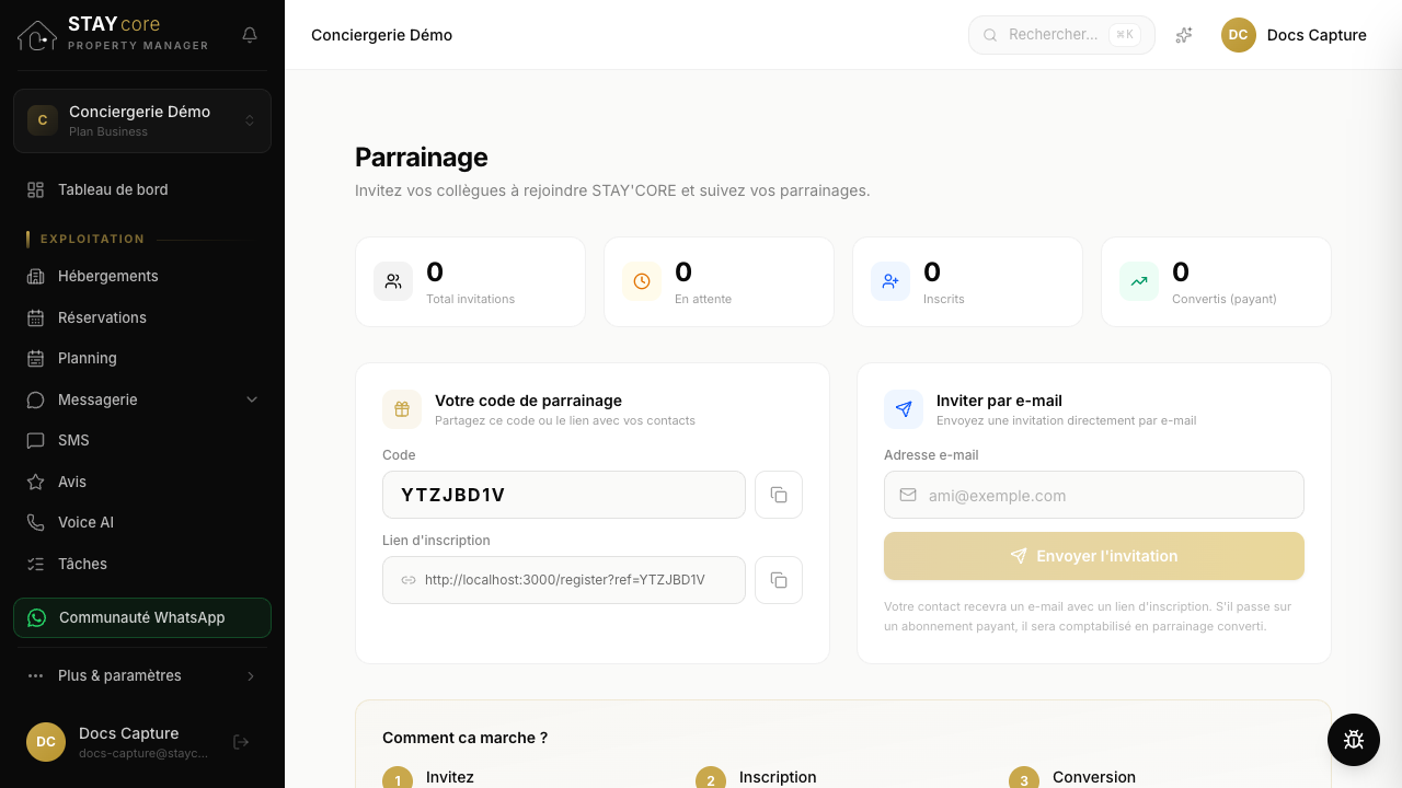 Invitez un confrère par e-mail : saisissez son adresse et envoyez l'invitation
