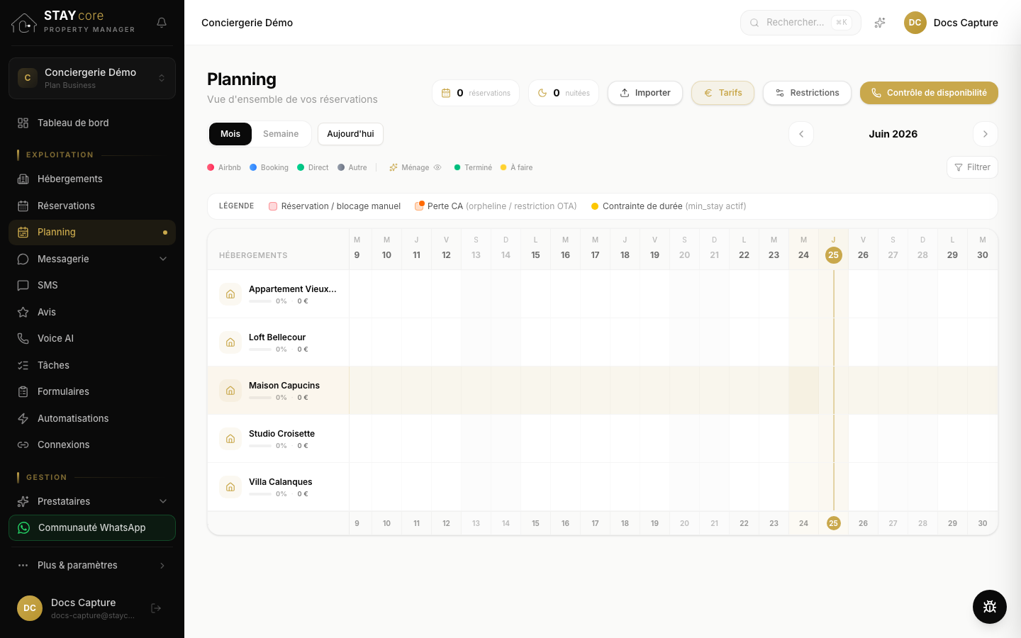 Étape 3 : Vérifiez le planning de vos réservations