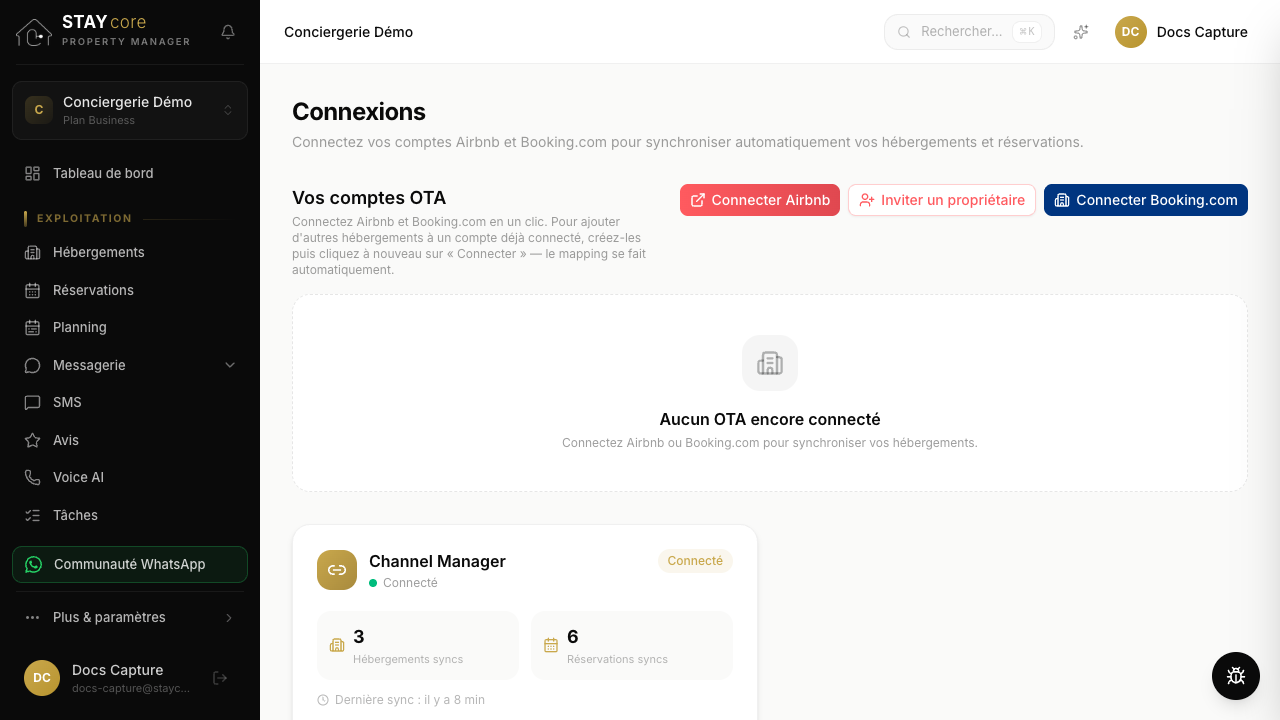 Étape 1 — Vérifiez dans Connexions que le canal est bien actif