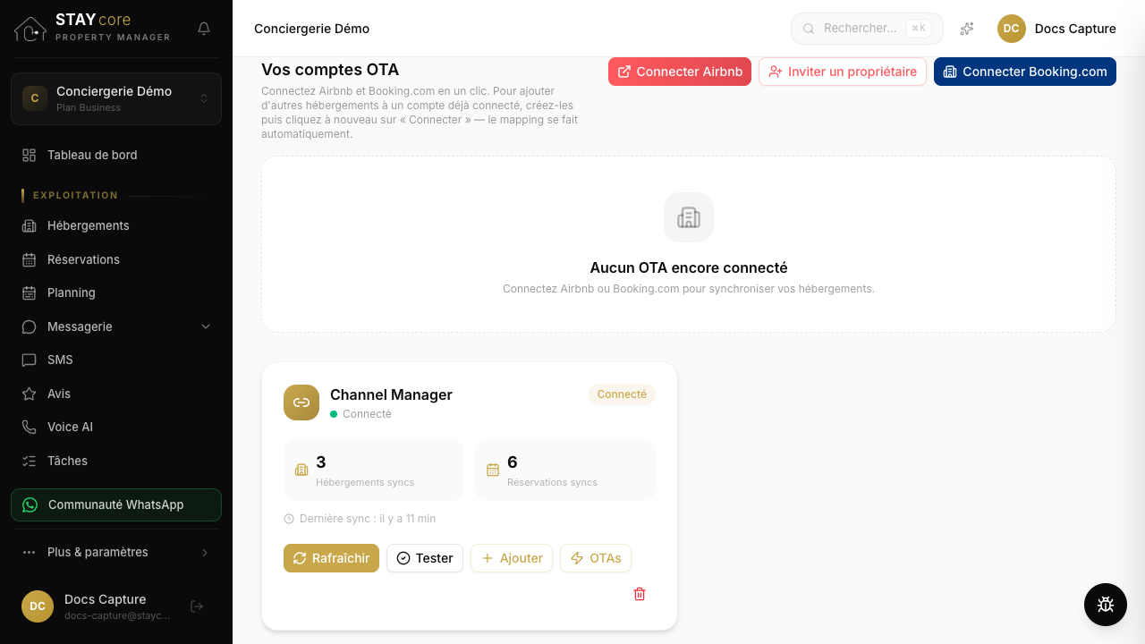 Étape 1 : Dans Connexions, cliquez sur « Connecter Booking.com »